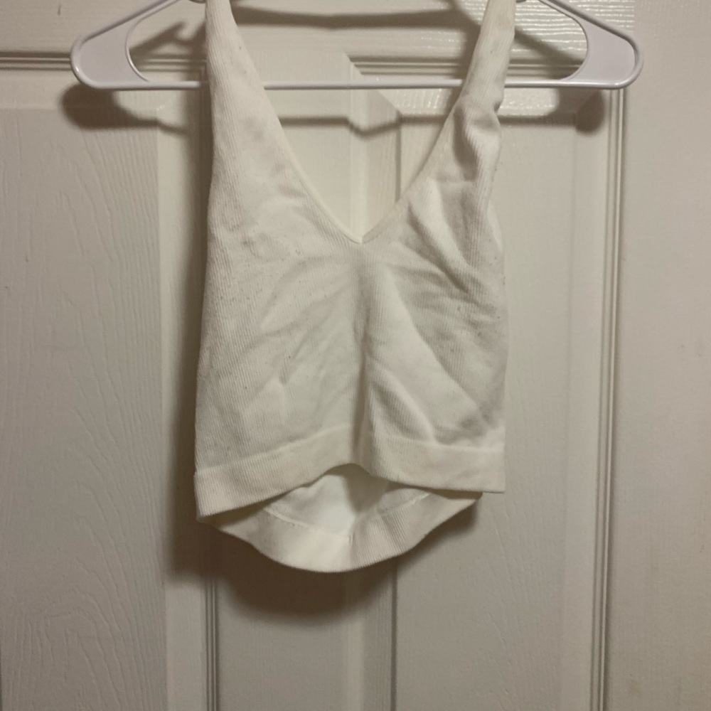 White Sleeveless Halter Back Top